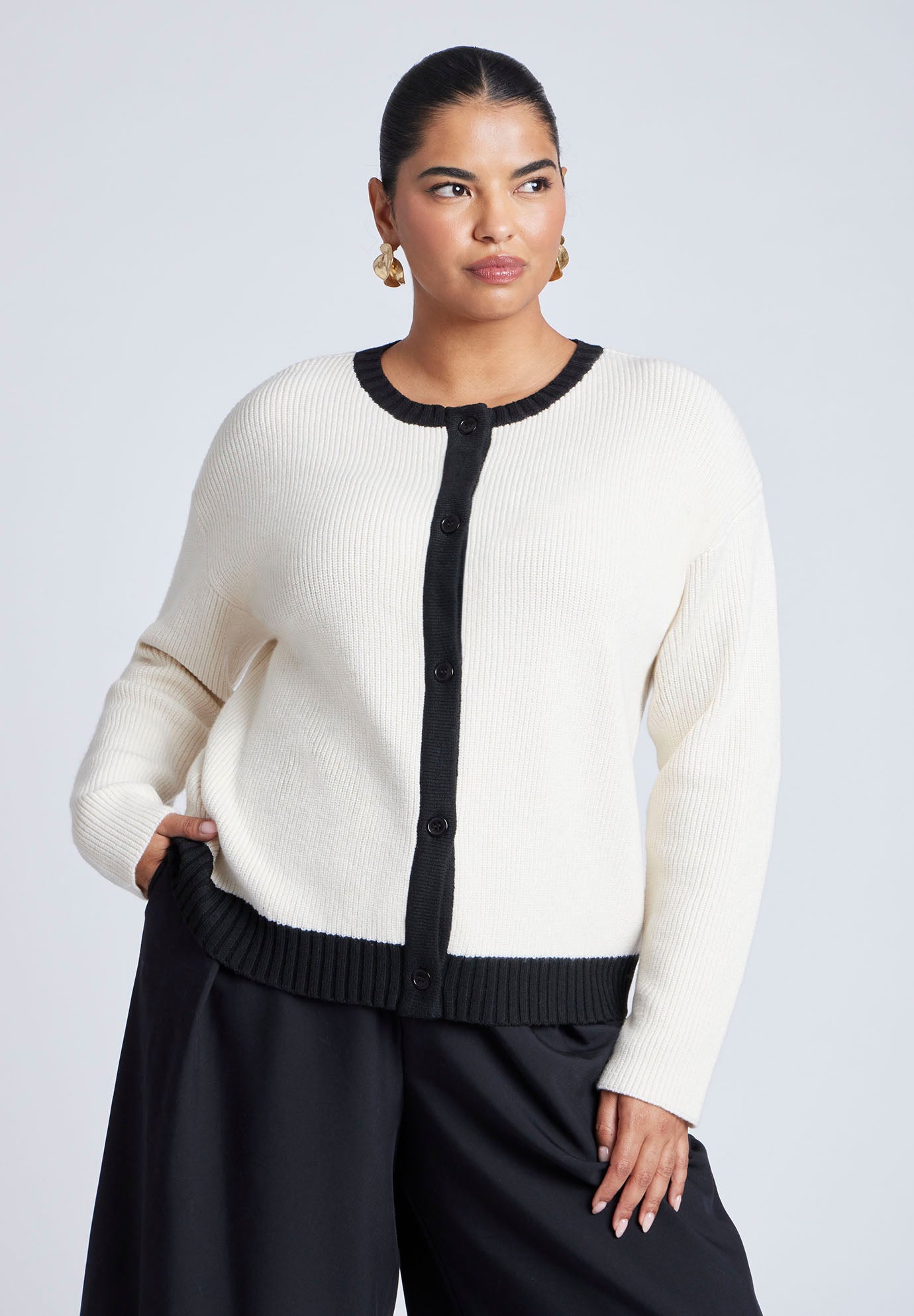 Contrast Placket Cardigan image number 0