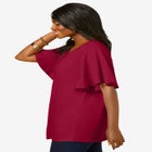 Stretch Knit Flutter Sleeve Tunic image number 2