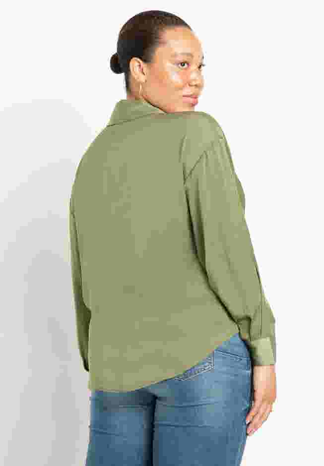 Long Sleeve Satin Button Down image number 1