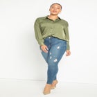 Long Sleeve Satin Button Down image number null