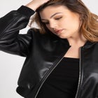 Faux Leather Bomber Jacket image number null
