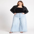 Faux Leather Bomber Jacket image number null