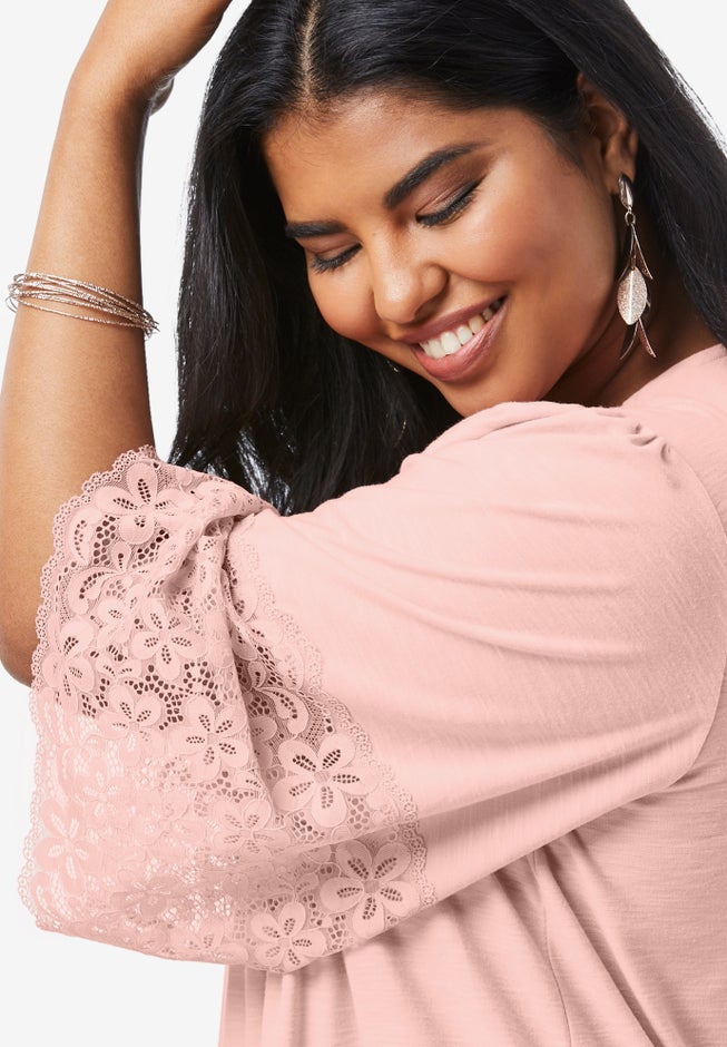 Lace-Hem Pintuck Tunic image number 3