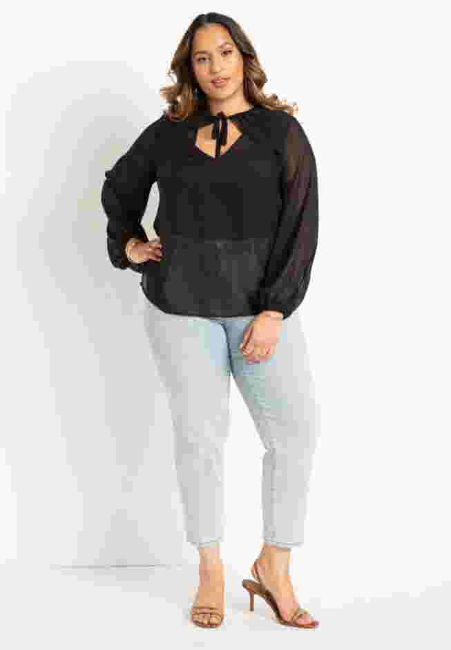 Neckline Detail Chiffon Blouse image number 3