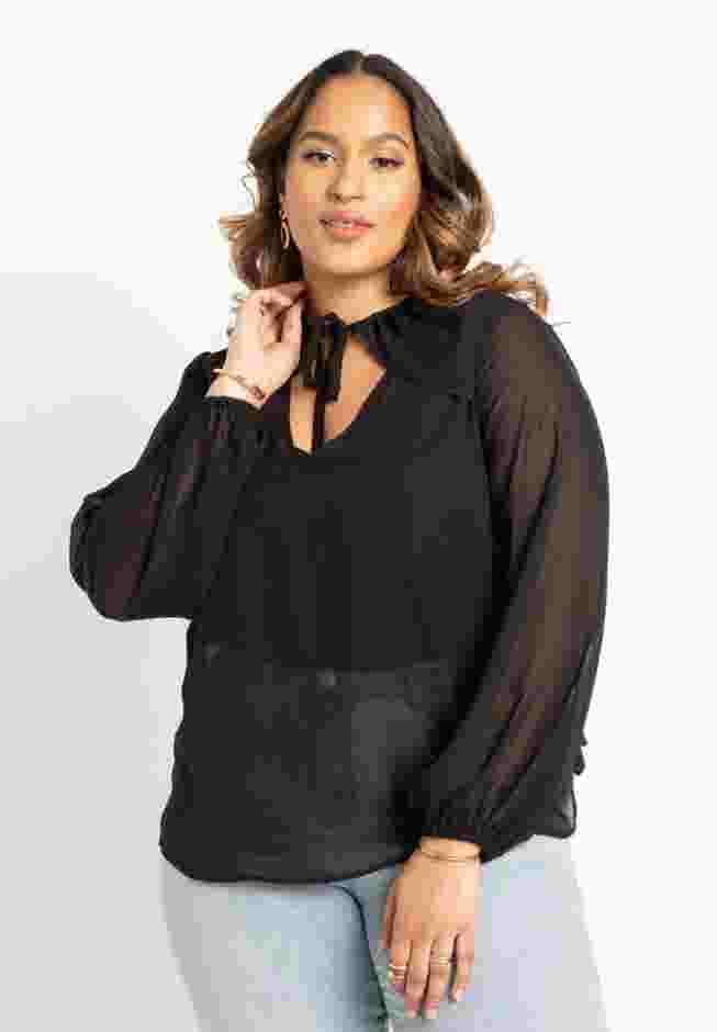 Neckline Detail Chiffon Blouse image number 0