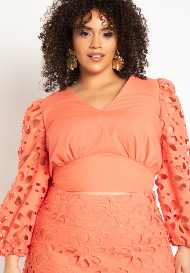 Exploded Eyelet Sleeve Top image number null