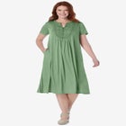 Embroidered Lace Bib Knit Dress image number null