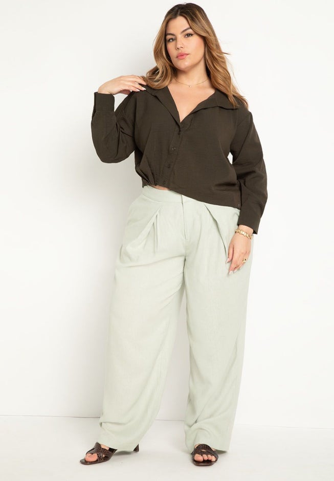 Asym Hem Shirt With Pleats image number 3