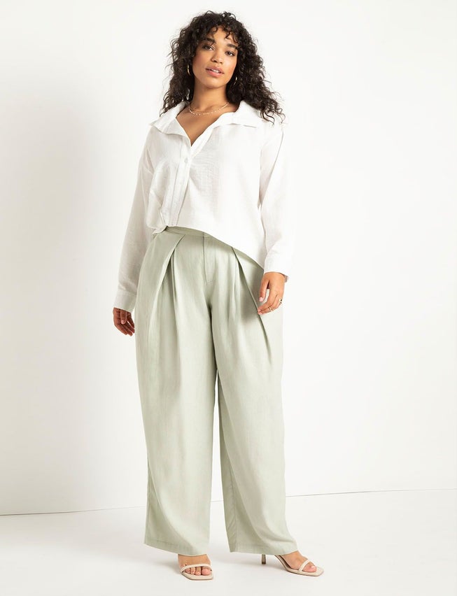 Asym Hem Shirt With Pleats image number 2