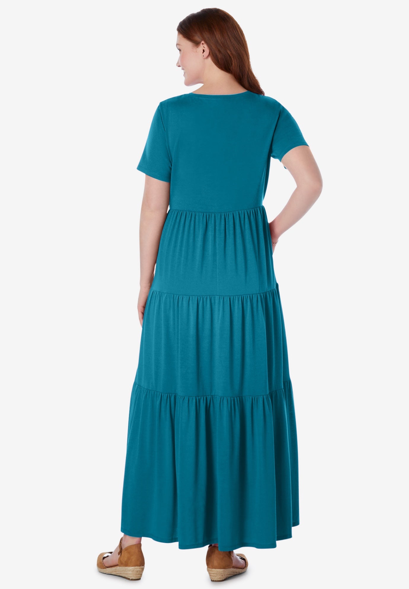 Short-Sleeve Tiered Dress image number 1