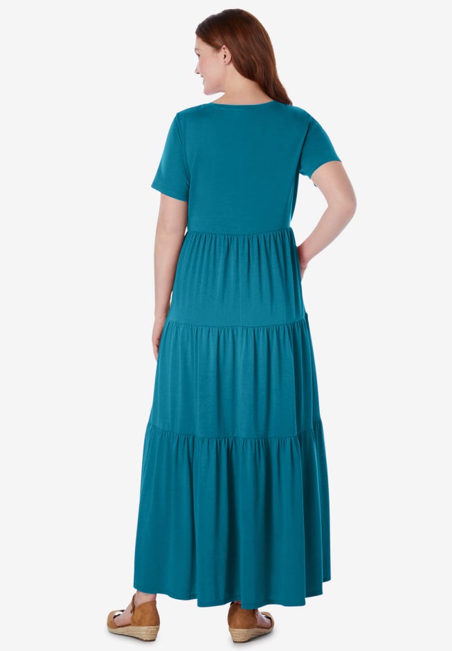 Short-Sleeve Tiered Dress image number 1