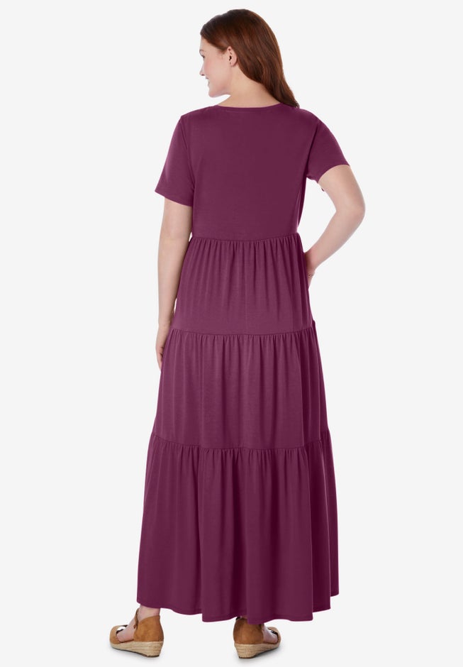 Short-Sleeve Tiered Dress image number 1