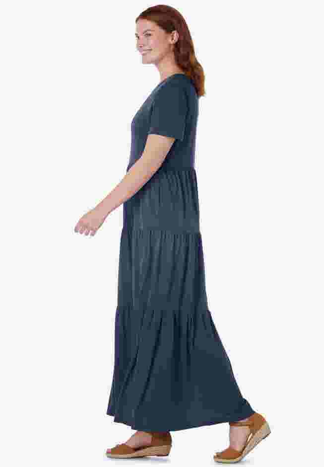 Short-Sleeve Tiered Dress image number 2