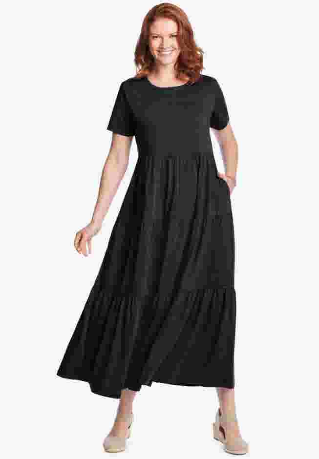 Short-Sleeve Tiered Dress image number 0
