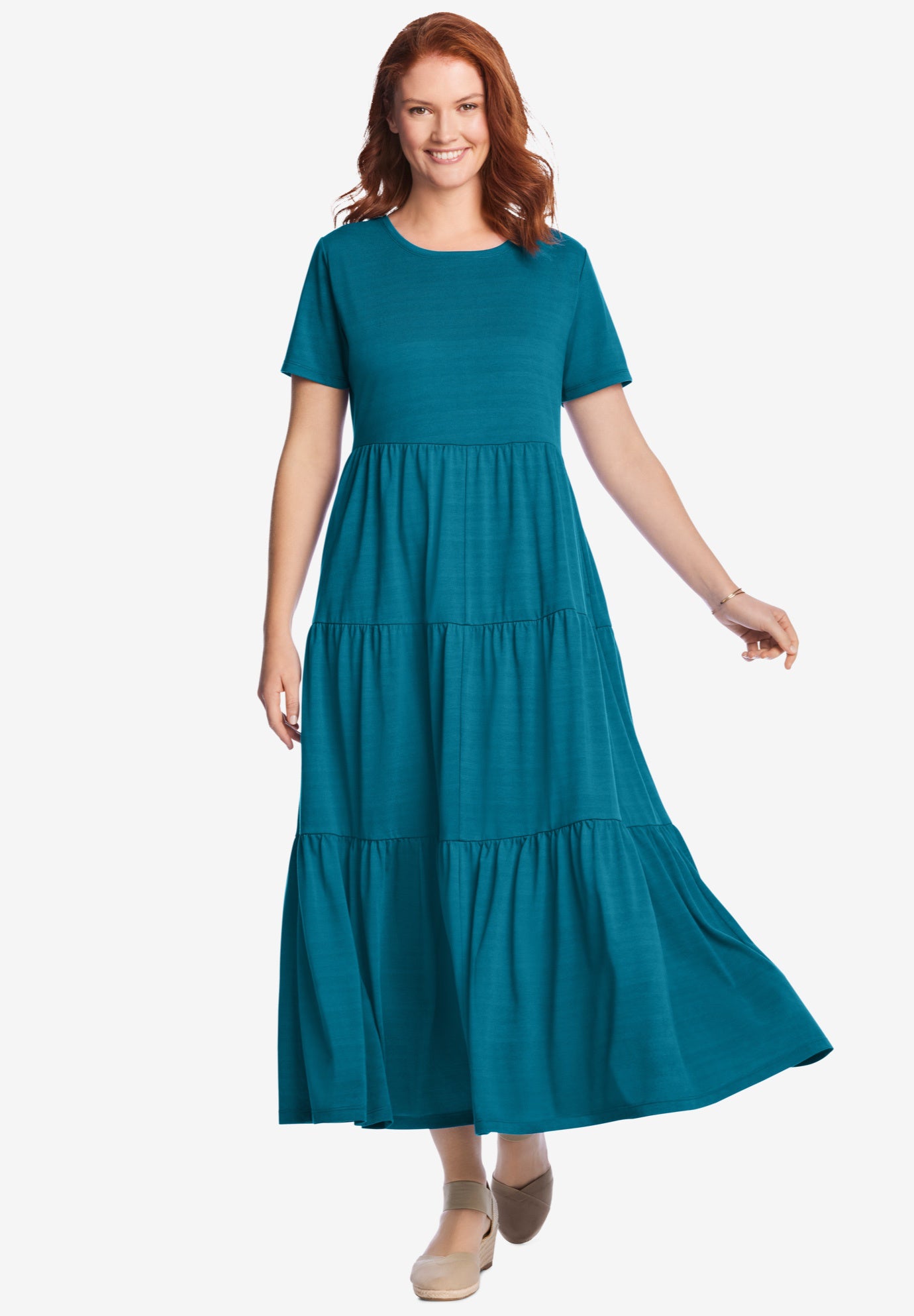 Short-Sleeve Tiered Dress image number 0