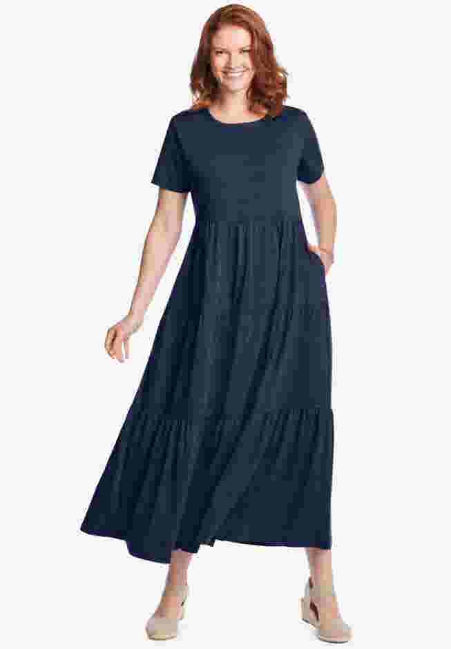 Short-Sleeve Tiered Dress image number 0