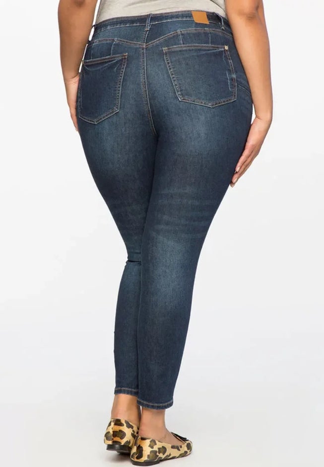 Classic Fit Peach Lift Distressed Skinny Jean image number 1