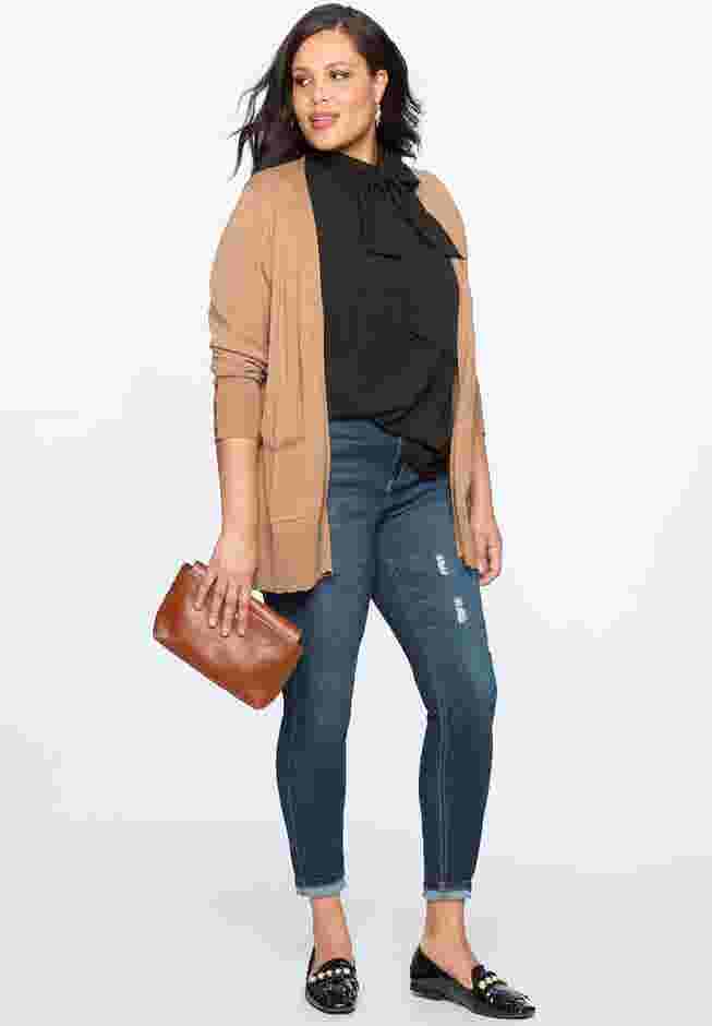 Classic Fit Peach Lift Distressed Skinny Jean image number 2