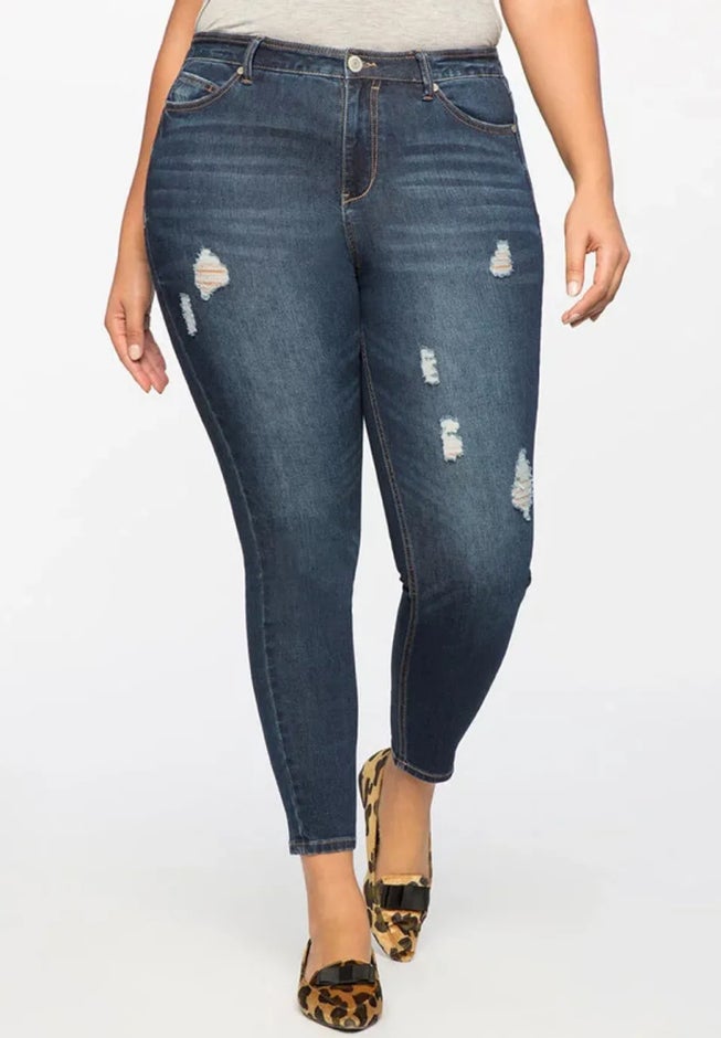 Classic Fit Peach Lift Distressed Skinny Jean image number 0