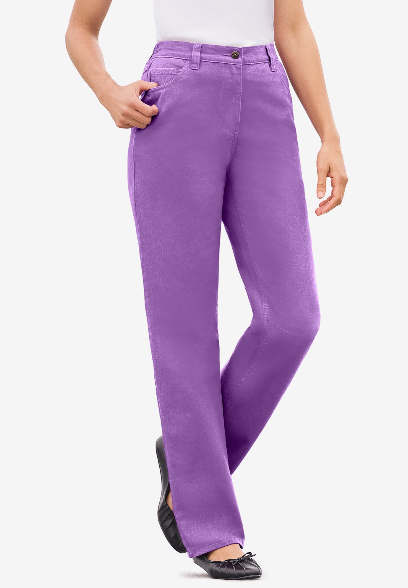Perfect Back-Elastic Gap-Free Straight-Leg Cotton Jeans image number 0