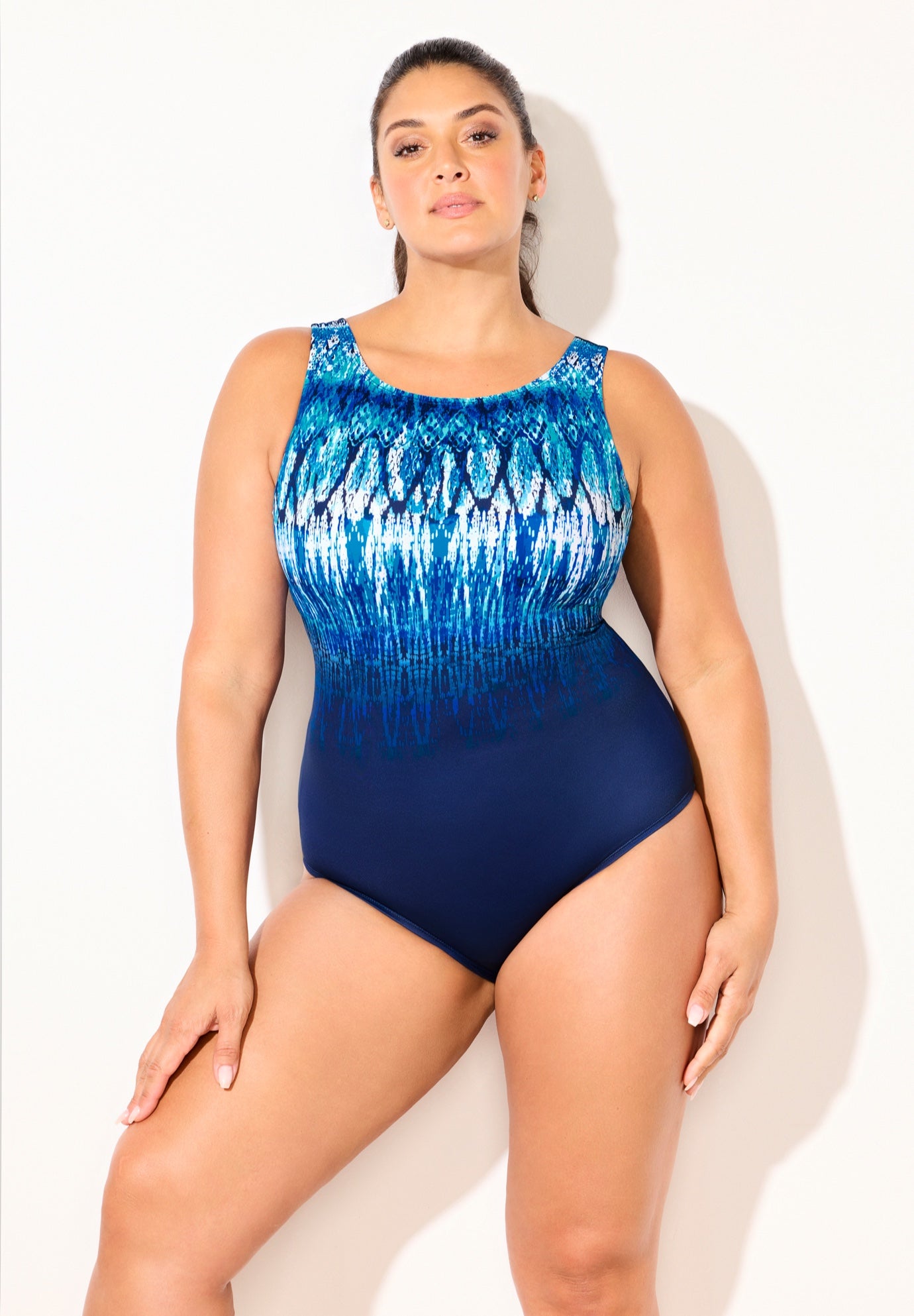 Chlorine Resistant High Neck Tummy Control One Piece Swimsuit image number 3