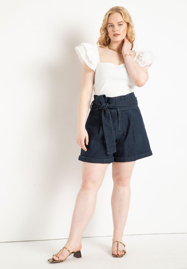 Denim Shorts With Belt image number null