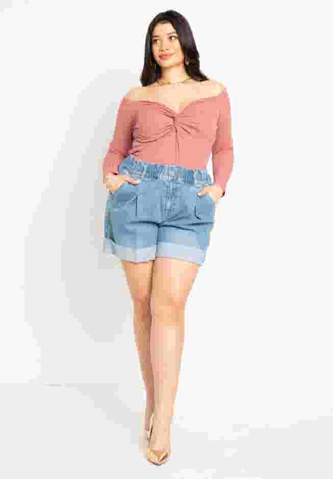 Elastic Waistband Shorts with Pleat Detail image number 2