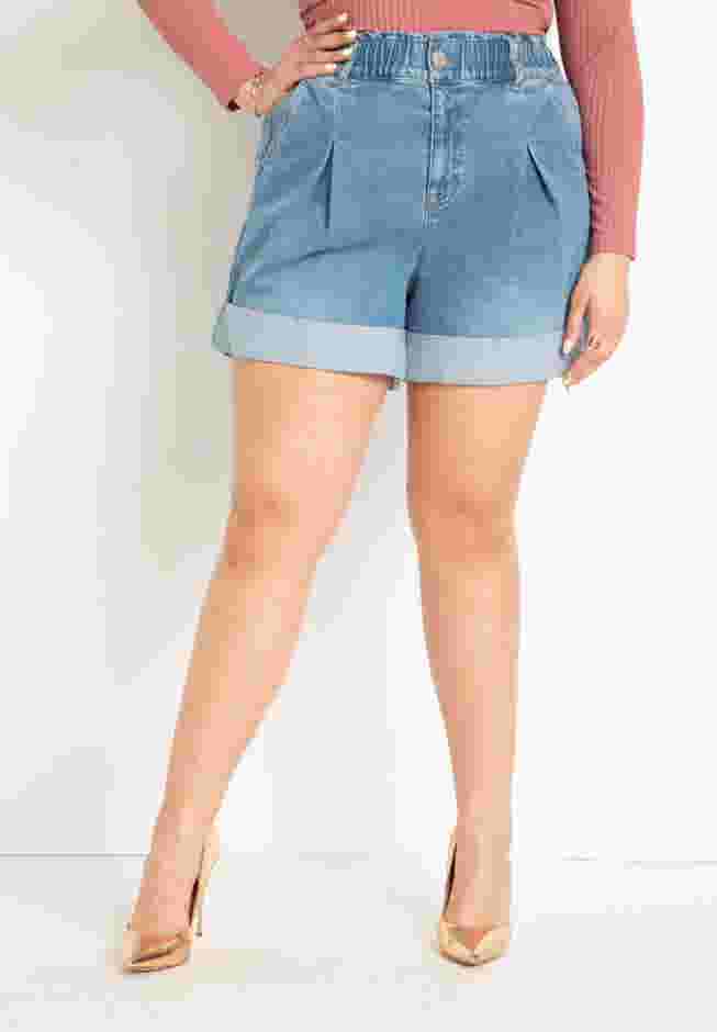 Elastic Waistband Shorts with Pleat Detail image number 0