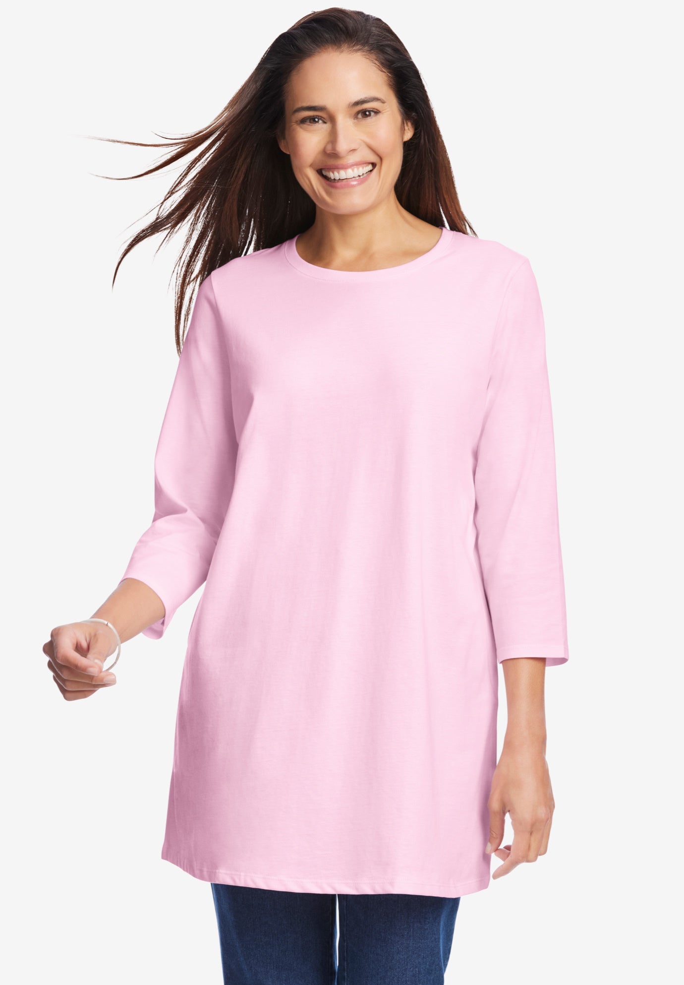 Perfect Three-Quarter Sleeve Crewneck Tunic image number 0