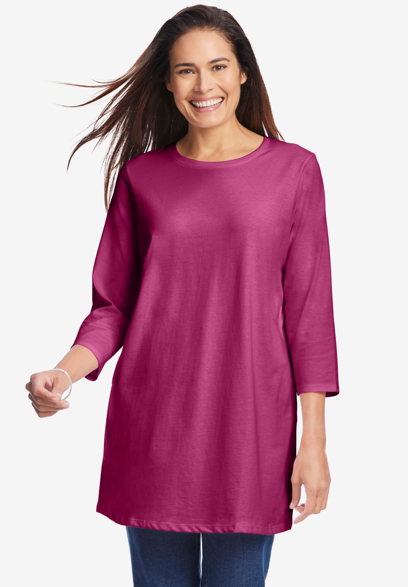 Perfect Three-Quarter Sleeve Crewneck Tunic image number 0