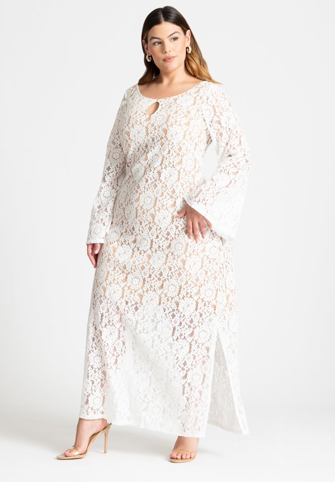 Lace Keyhole Maxi Dress image number null