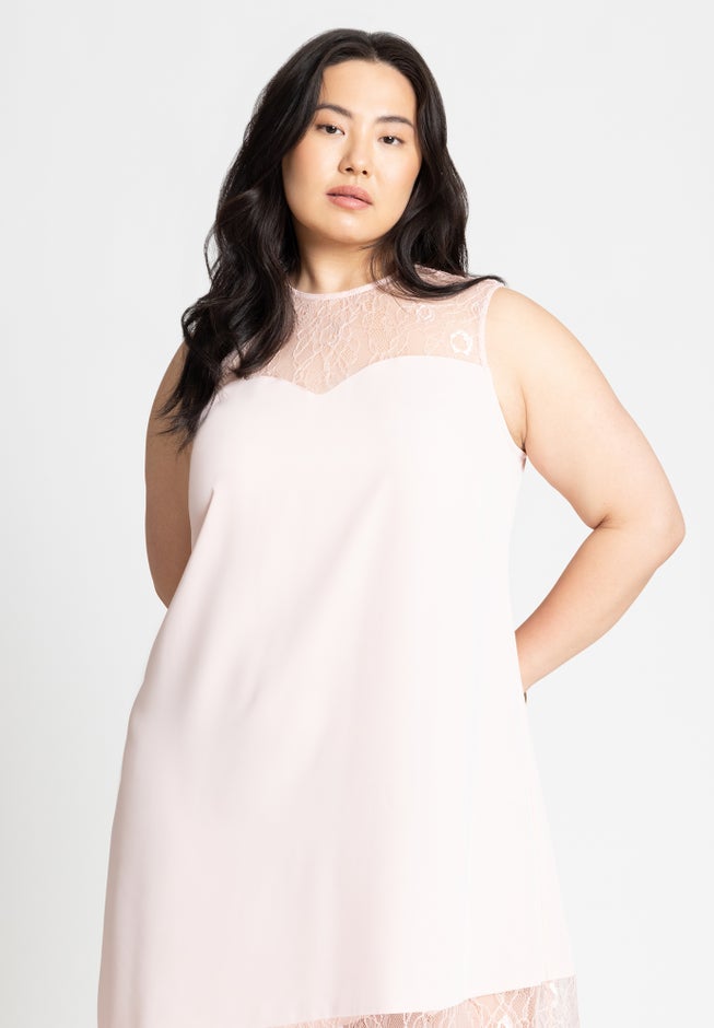Mixed Lace Sleeveless Dress image number null