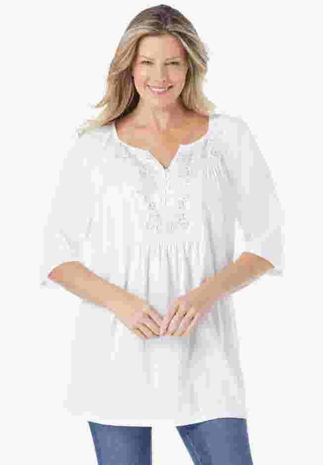 Embroidered Crinkle Tunic image number 0
