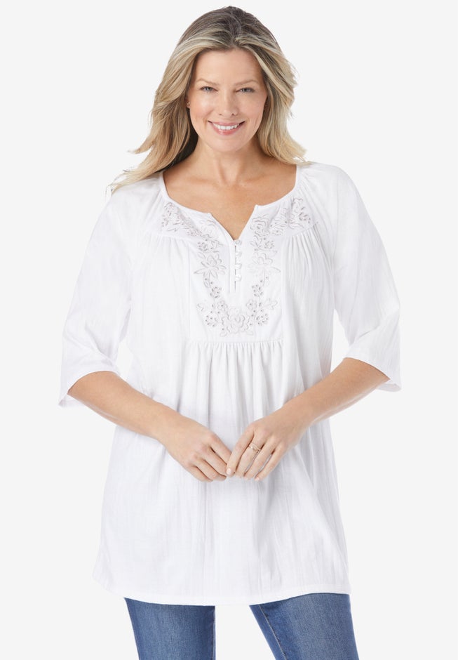 Embroidered Crinkle Tunic image number 0