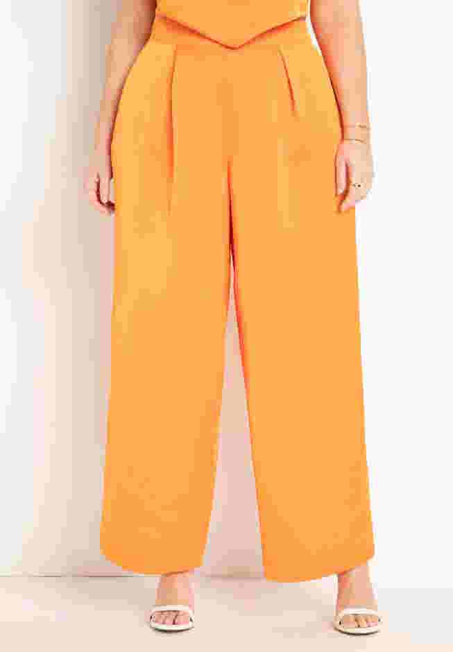 Pleated Wide Leg Satin Trouser image number 1
