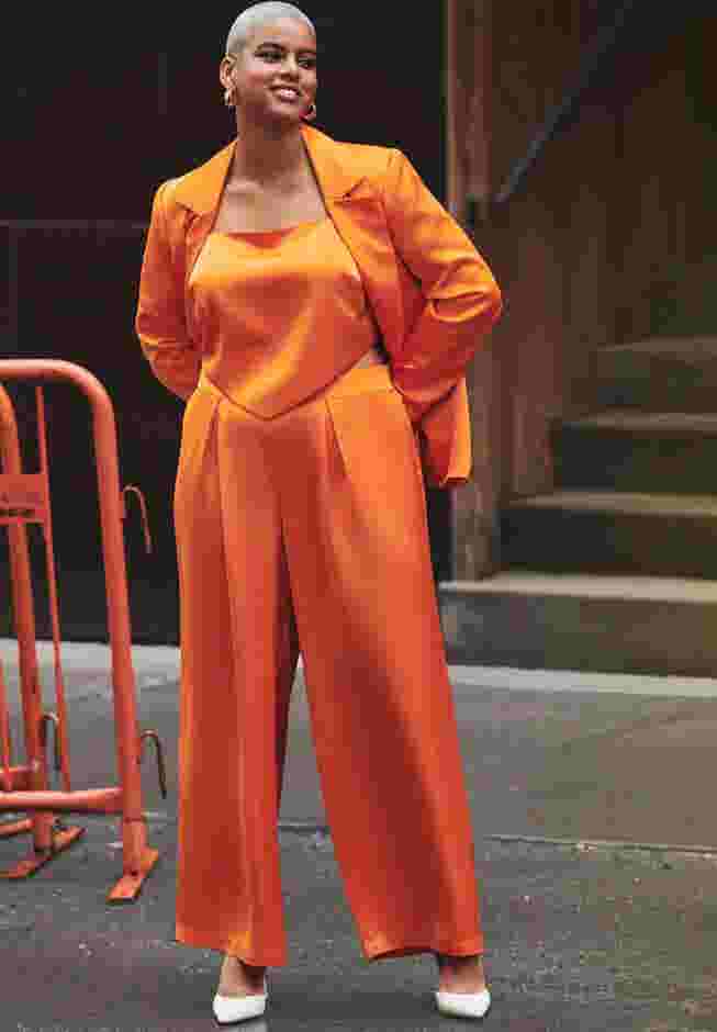 Pleated Wide Leg Satin Trouser image number 0