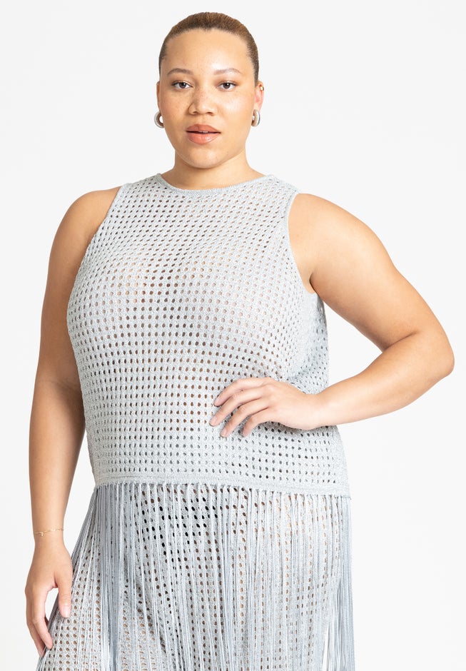 Crochet Fringe Sweater Tank image number null