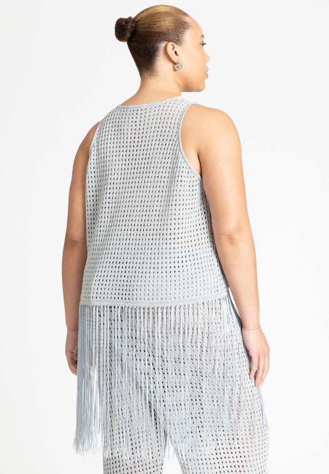 Crochet Fringe Sweater Tank image number null