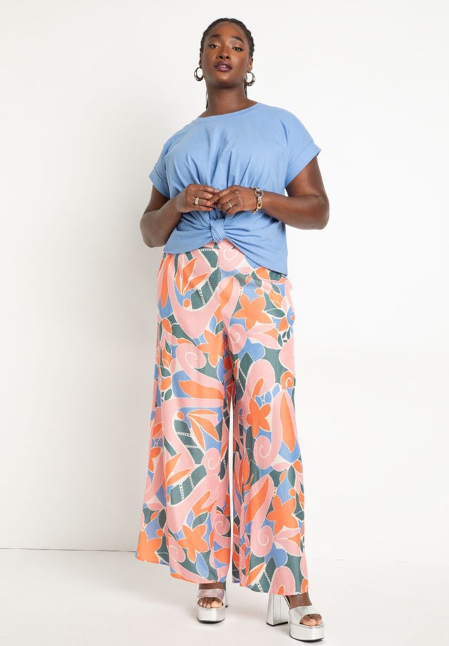 Printed Wide Leg Pant image number null