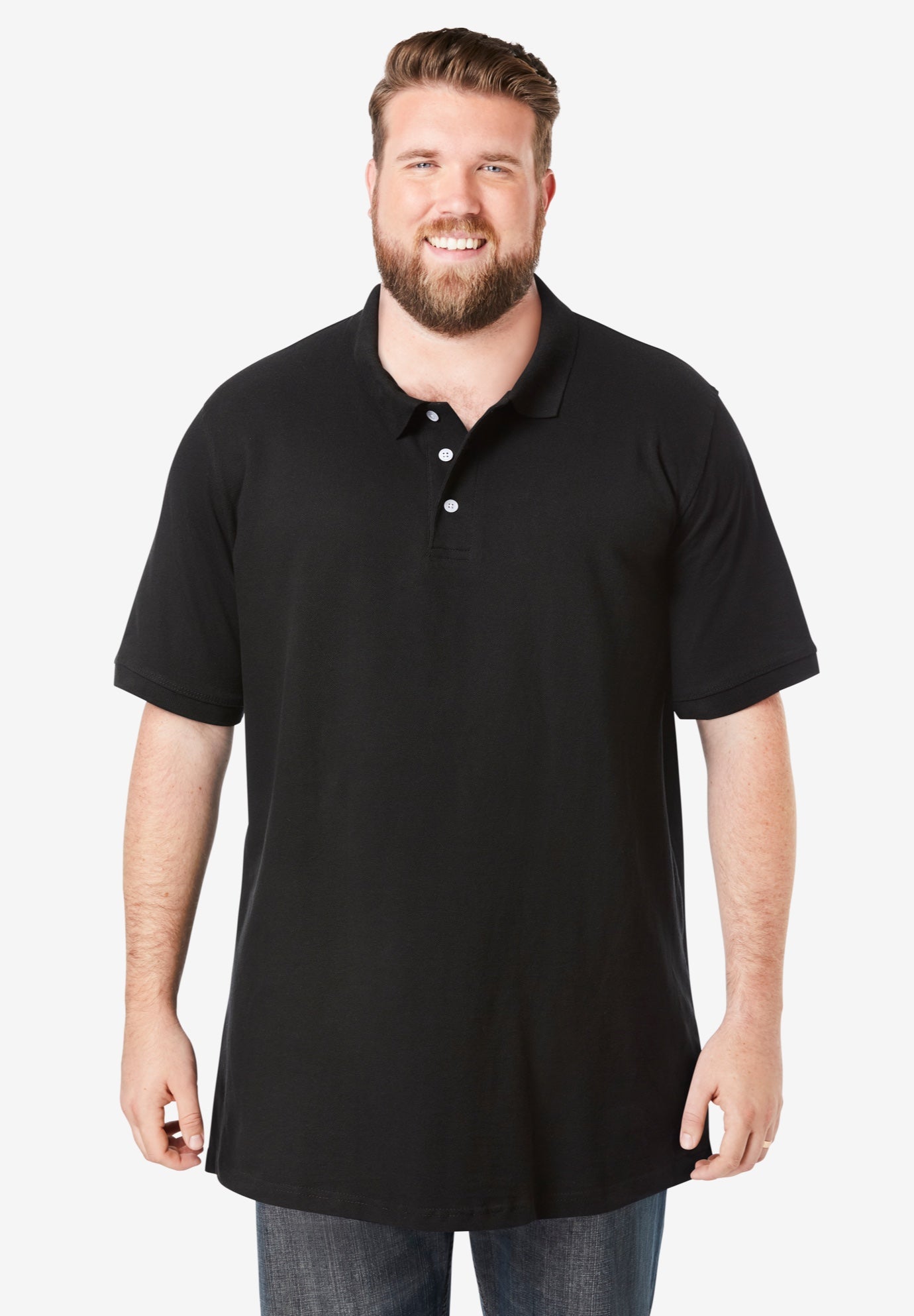 Longer-Length Shrink-Less™ Cotton Polo Shirt image number 4