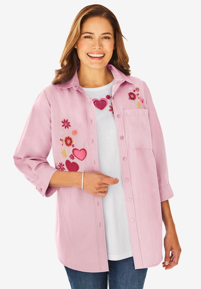 2-Piece Embroidered Poplin Tunic and Tee Set image number 4