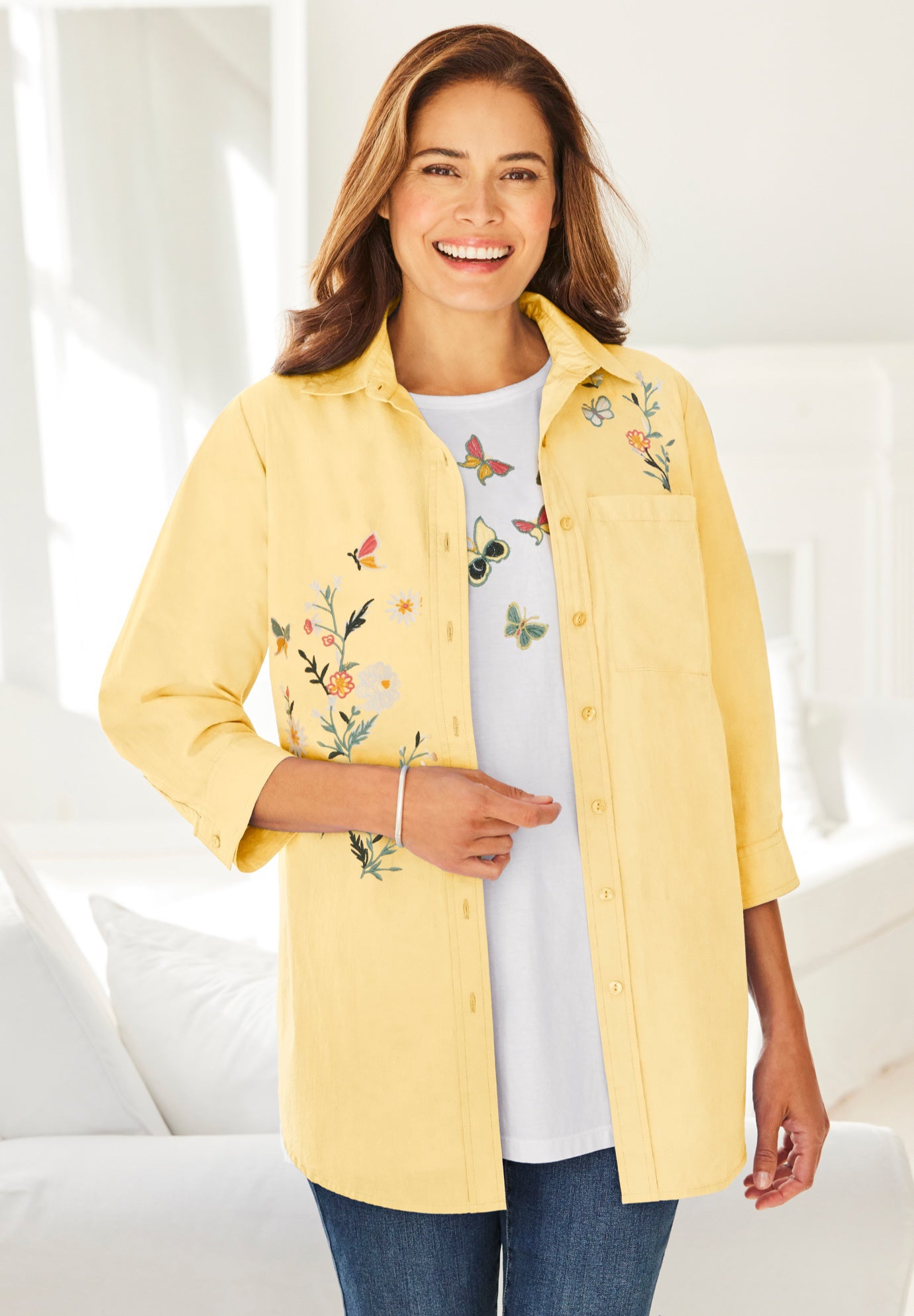 2-Piece Embroidered Poplin Tunic and Tee Set image number 5