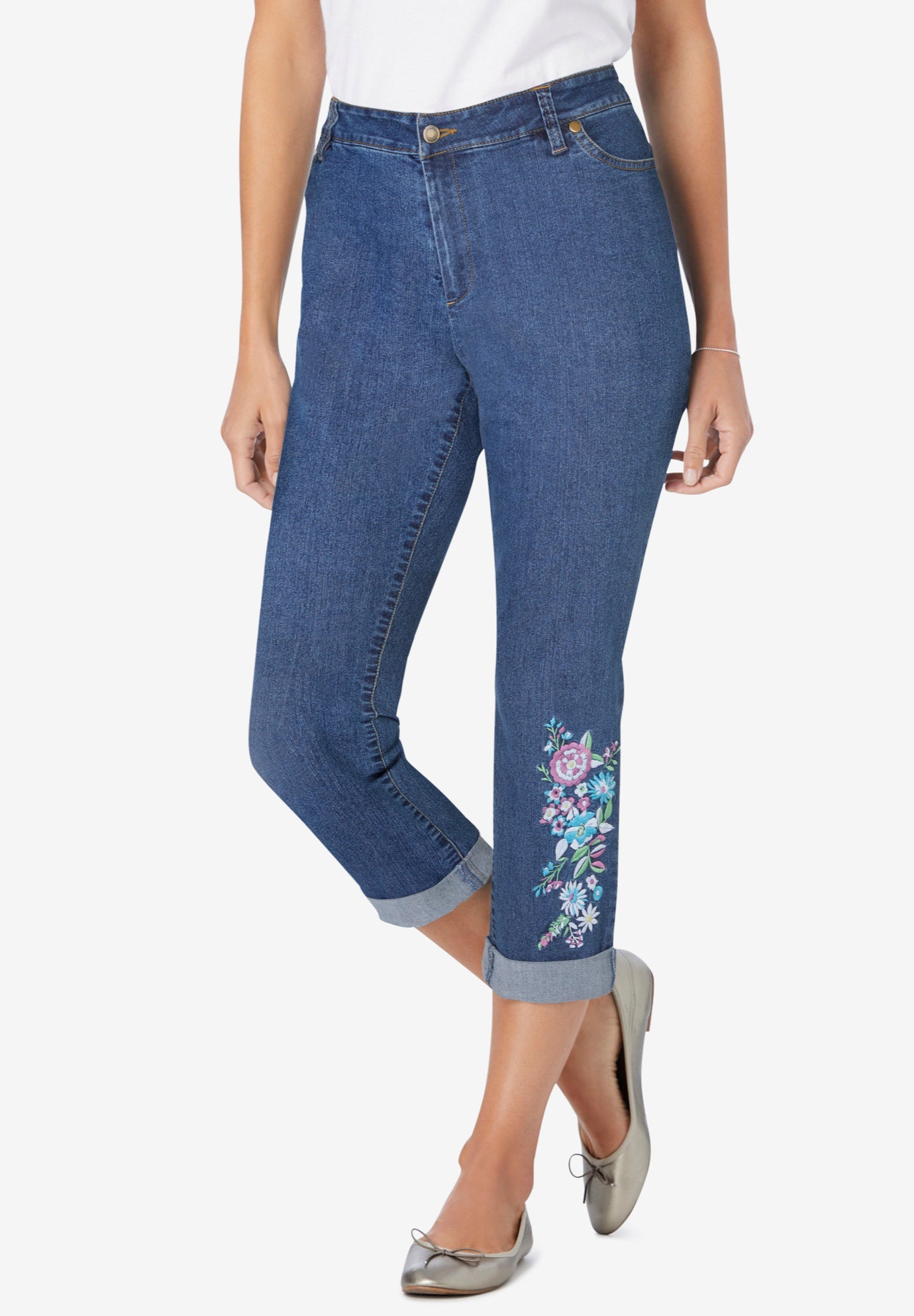 Stretch Denim Five-Pocket Girlfriend Jeans image number 2