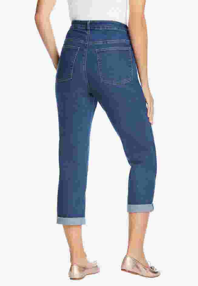 Womens Plus-Size Stretch Denim Five-Pocket Girlfriend Jeans image number 1