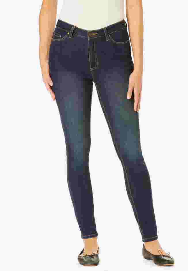 Womens Plus-Size Slim-Leg Stretch Comfort Denim Five-Pocket Jeans image number 0