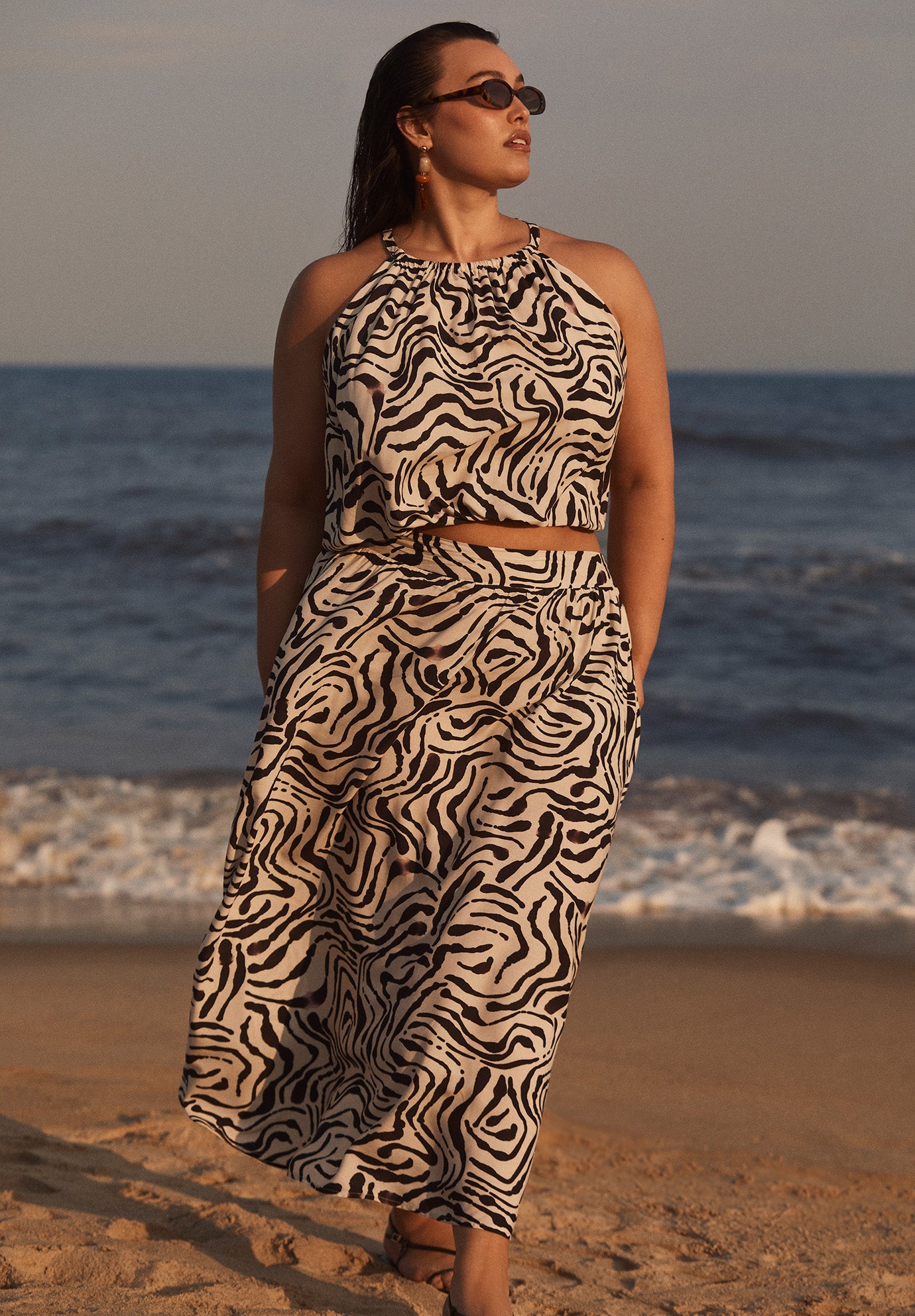 Patterned Cropped Halter Top image number 0