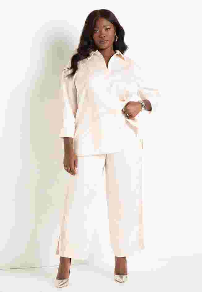 Lace Detail Satin Wide Leg Pant image number 1