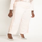Lace Detail Satin Wide Leg Pant image number null