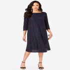 Plus-Size 3/4 Sleeve Boatneck Lace Swing Dress image number null