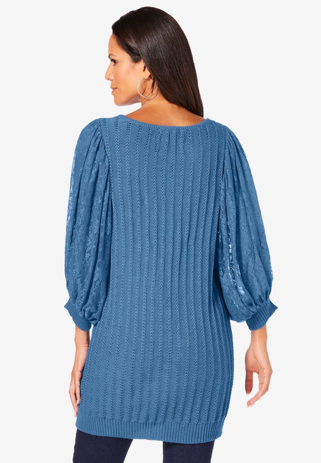 Lace Sleeve Sweater image number 1